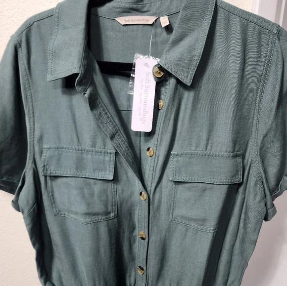 Soft Surroundings Getaway Linen Blend Jumpsuit NWT Sz 16 Casual Minimalist - Picture 4 of 12